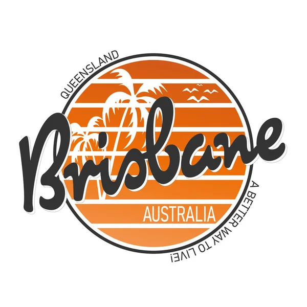 Brisbane ciudad destino de viaje. vector camisa logo — Vector de stock