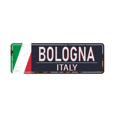 Beyaz arka planda izole edilmiş Bologna yol işareti.