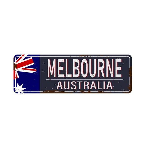Melbourne Victorii Austrálie rezavý web znamení — Stockový vektor