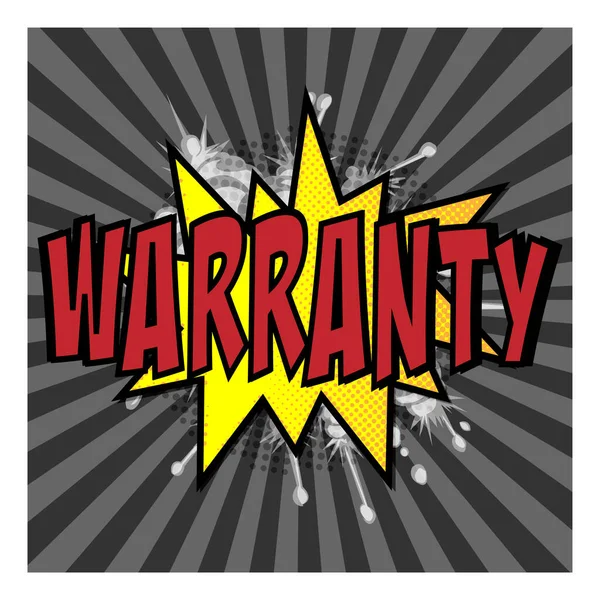 Comic book explosion with text Warranty, vector illustration — Stock Vector