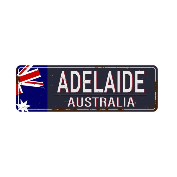 Adelaide Australia Travel rostade metall tecken. Ikondesign. Tätningsturism. — Stock vektor