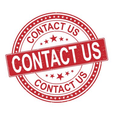 kırmızı grunge kauçuk pullar bizimle iletişime geçti, vektör illüstrasyonu