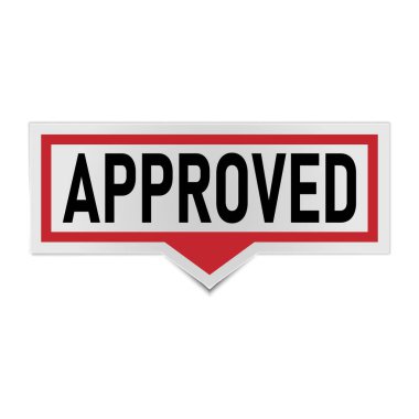 Onaylandı. Onaylanmış kırmızı etiket. onaylanmış konuşma balonu