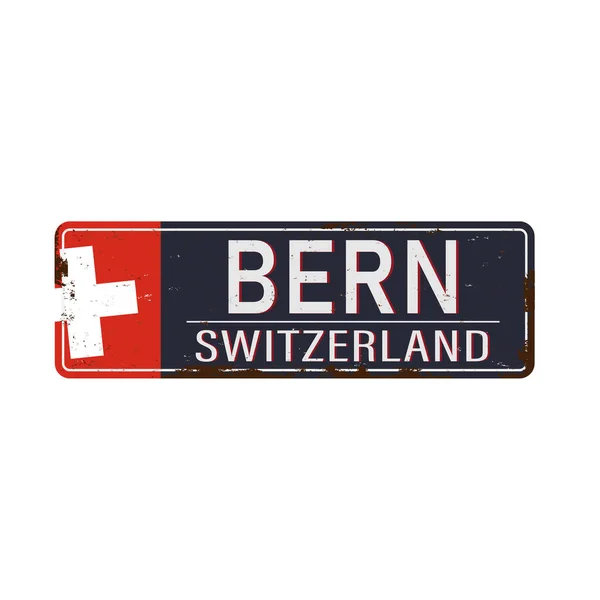 Bern grungy іржавий металевий знак Вектор ілюстрація на білому тлі. — стоковий вектор