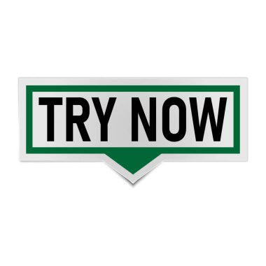 Green Dene şimdi imzala, etiket. Konuşma baloncuğunu dene. Şimdi etiket işaretini dene, pankart