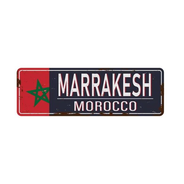 Marrakesch Straßenschild isoliert auf weißem Hintergrund. — Stockvektor