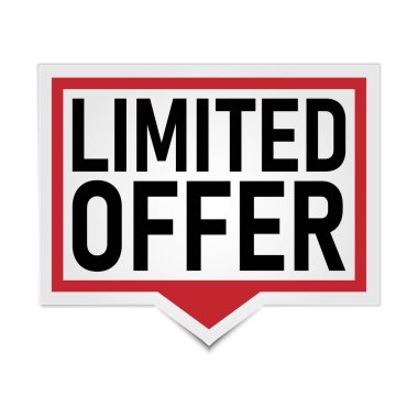 Beyaz arkaplanda kırmızı vektör kağıt pankartı sınırlı teklif