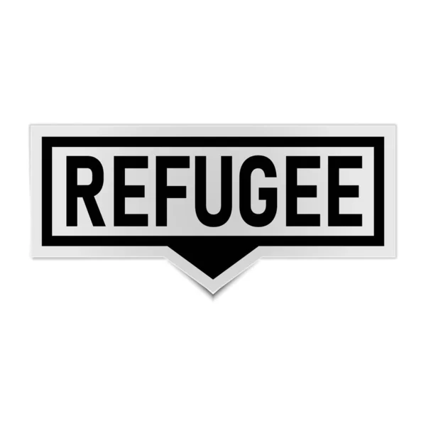 Flüchtlinge texten auf einer Sprechblase. Vektorbanner mit Refugees-Tag auf weißem Hintergrund. — Stockvektor