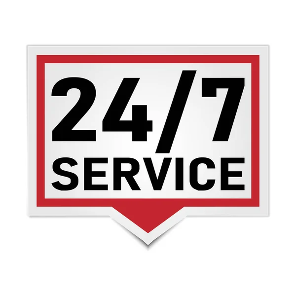 Red 24 7 icon. service 24 hours a day and 7 days a week — Stock Vector