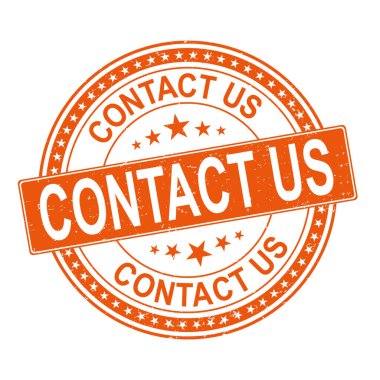 turuncu grunge kauçuk pullar bizimle iletişime geçti, vektör illüstrasyonu