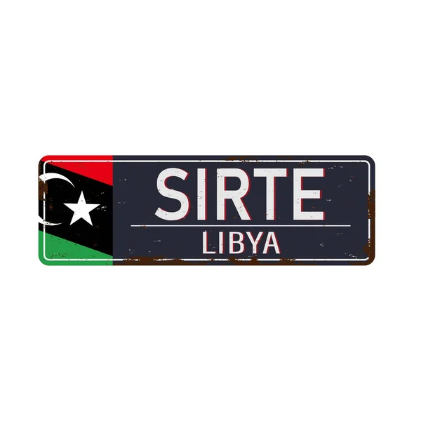 Sirte Libyen Metallschild Vector Illustration Design. — Stockvektor