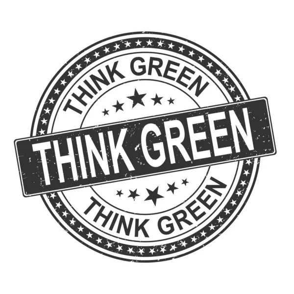 Zwart Grunge rubber stempel met kleine sterren en het woord Think Green binnen, vector illustratie — Stockvector