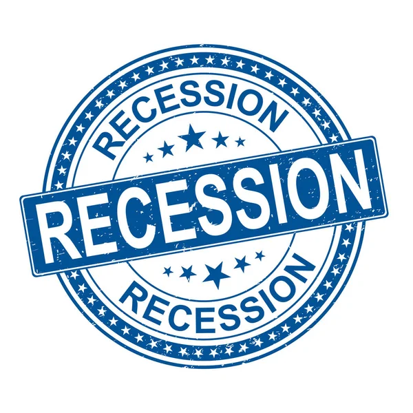 Recession blue ROUND Grunge Stamp. Vector illustration — Stock Vector