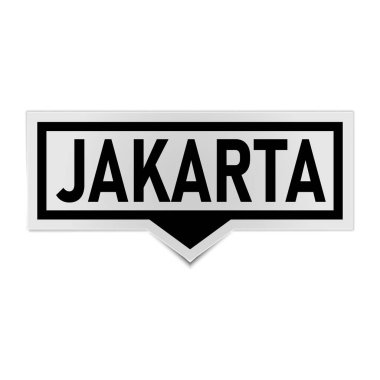 Jakarta Endonezya. Beyaz arkaplanda etiket konuşma balonu