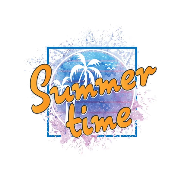 Conceptual phrase Summer time. tee graphic. T shirt hand lettered calligraphic design. Lettering design. Vector illustration — Stock Vector