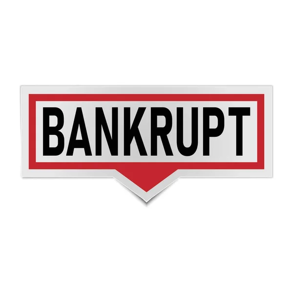 Rosso Bankrupt Sticker Speech Bubble. su sfondo bianco . — Vettoriale Stock