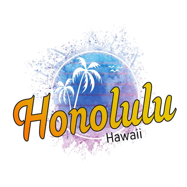 Honolulu Hawaii surf grunge poster met zomer schild binnen — Stockvector