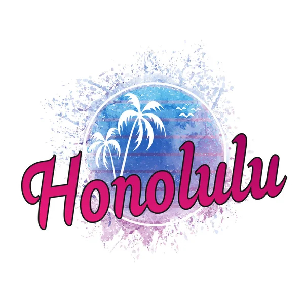 Honolulu Hawaii surf grunge poster met zomer schild binnen — Stockvector