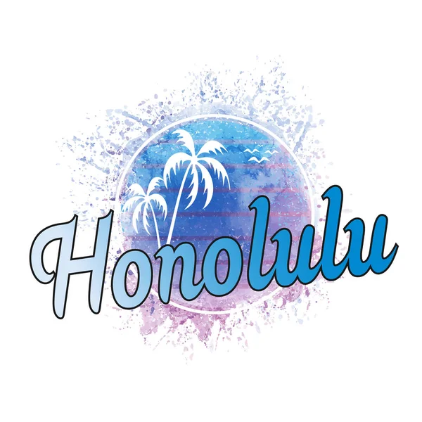 Honolulu Hawaii surf grunge poster met zomer schild binnen — Stockvector