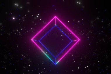 3D Yapılandırma Sci Fi Gelecekçi Işıklar Mavi Mor Bilim Kurgu Parlak Beton Yansıma Zemini Karanlık Boş Yeraltı