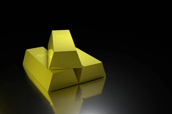 Візуалізація Ілюстрації Золоті Батончики Ізольовані Чорному Тлі Банківський Бізнес Успіх — стокове фото