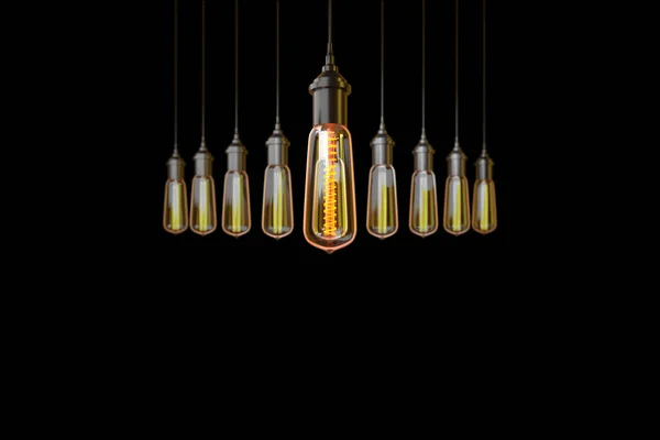 Illustration Rendu Ensemble Ampoule Réaliste Edison Lampes Électriques Vintage Ampoules — Photo