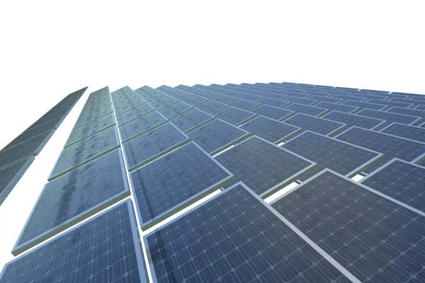 Illustrazione Rendering Del Pannello Solare Elettrico Fotovoltaico Silicio Blu Energia — Foto Stock