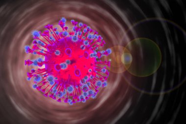 3D illüstrasyon antikor enfeksiyonu tıbbi sağlık salgını riski. Patojen solunum gribi Coronavirus, antivirüs COVID-19 hastalık grip hücreleri. Tehlikeli grip bağışıklığı.
