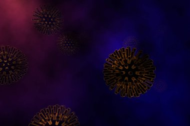 3D illüstrasyon enfeksiyonu tıbbi sağlık salgını risk konsepti. Patojen solunum gribi Coronavirus, COVID-19 hastalık grip hücreleri. Tehlikeli grip Biyoloji 2019.
