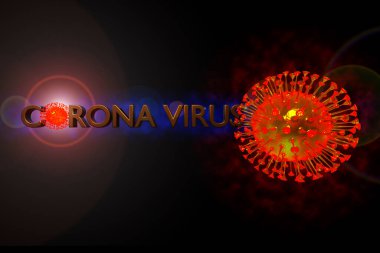 3D illüstrasyon enfeksiyonu tıbbi sağlık salgını risk konsepti. Patojen solunum gribi Coronavirus, COVID-19 hastalık grip hücreleri. Tehlikeli grip Biyoloji 2019.