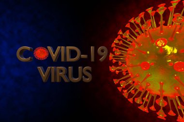 3D illüstrasyon enfeksiyonu tıbbi sağlık salgını risk konsepti. Patojen solunum gribi Coronavirus, COVID-19 hastalık grip hücreleri. Tehlikeli grip Biyoloji 2019.