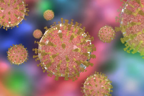 렌더링은 의학적 전염병의 위험성을 설명한다 병원체 호흡기 인플루엔자 코로나 바이러스 — 스톡 사진