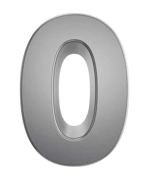 Números de metal 0 aislado sobre fondo blanco, representación 3d —  Fotos de Stock