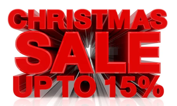 Χριστουγεννιάτικη Πώληση Μέχρι 15% λέξη σε λευκό φόντο 3d απόδοση — Φωτογραφία Αρχείου