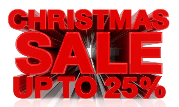 Kerstmis Sale Tot 25% woord op witte achtergrond 3d rendering — Stockfoto