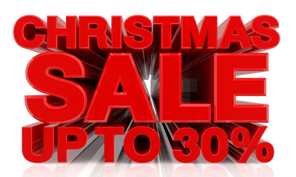 VENTA DE NAVIDAD hasta 30% palabra sobre fondo blanco 3d renderizado —  Fotos de Stock