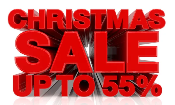 CHRISTMAS vender até 55% palavra no fundo branco 3d renderização — Fotografia de Stock