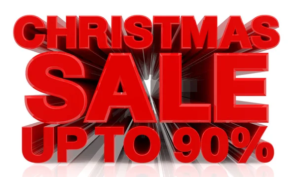 Kerstmis Sale Tot 90% woord op witte achtergrond 3d rendering — Stockfoto