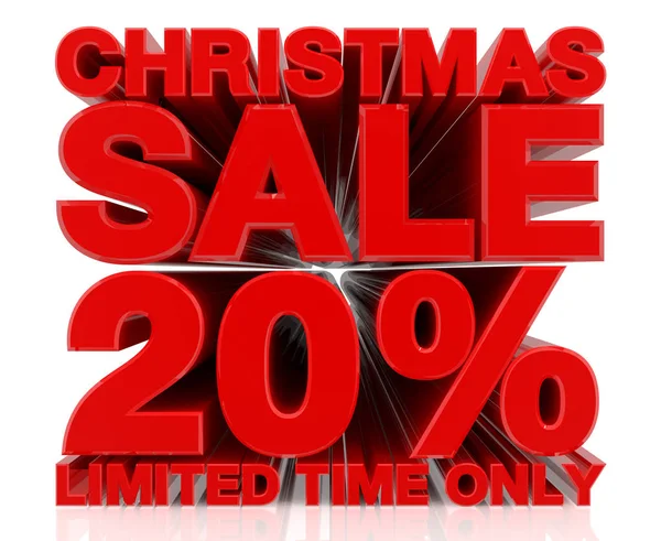 Χριστουγεννιάτικη Πώληση Περιορισμένη Ώρα Μόνο 20% λέξη σε λευκό φόντο 3d απόδοση — Φωτογραφία Αρχείου