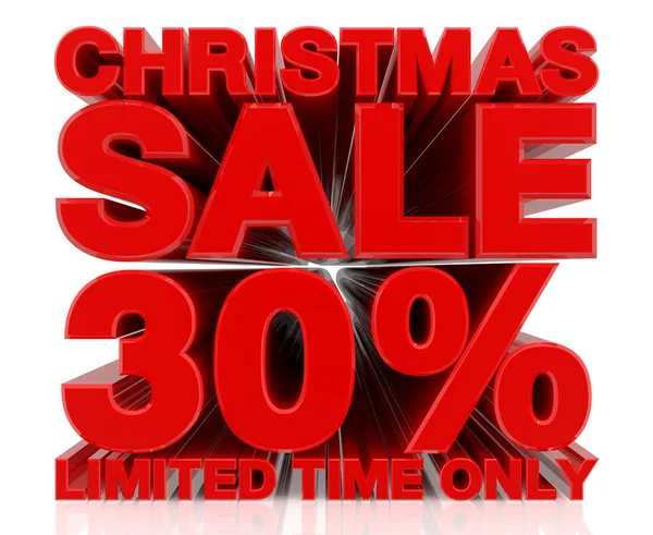 Χριστουγεννιάτικη Πώληση Limited Time Μόνο 30% λέξη σε λευκό φόντο 3d απόδοση — Φωτογραφία Αρχείου