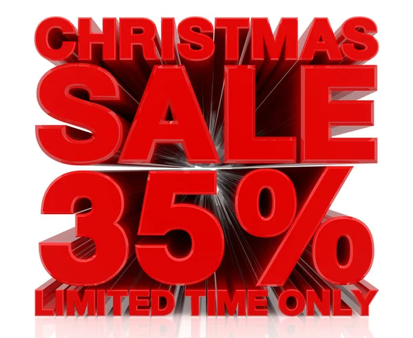 Χριστουγεννιάτικη Πώληση Περιορισμένη Ώρα Μόνο 35% λέξη σε λευκό φόντο 3d απόδοση — Φωτογραφία Αρχείου