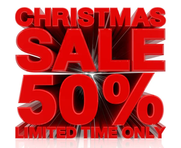 CHRISTMAS SALE LIMITED TIME ONLY 50 % word on white background 3d rendering — Stock Photo, Image