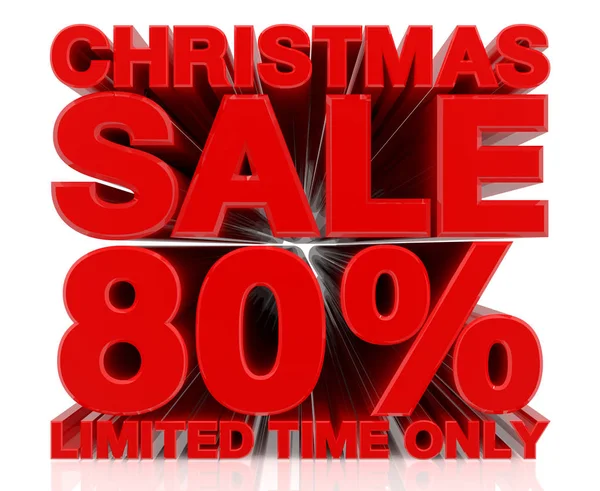 CHRISTMAS SALE LIMITED TIME ONLY 80 % word on white background 3d rendering — 스톡 사진