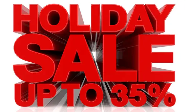 HOLIDAY SALE UP TO 35 % word on white background 3d rendering — 스톡 사진