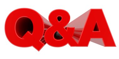Beyaz arkaplandaki Q & A sözcüğü 3d oluşturma