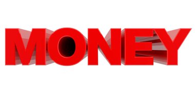 Beyaz arkaplandaki para sözcüğü 3d oluşturma