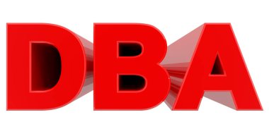 DBA sözcüğü beyaz arkaplan 3d oluşturma