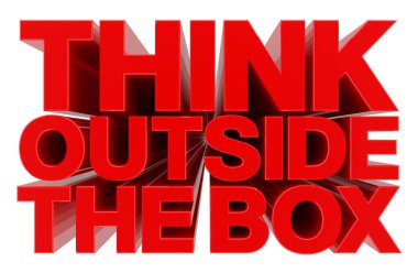 Dışarıyı düşünün Beyaz arkaplan 3D görüntüleme kutusu kelimesi