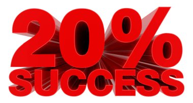 % 20 Başarı sözcüğü beyaz arkaplan 3d oluşturma