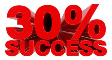 % 30 Başarı sözcüğü beyaz arkaplan 3d oluşturma